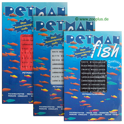 Petman Fish Frostfutter rote & wei�e & schwarze M�ckenlarven - 30 x 100 g, je 10 Blistertafeln