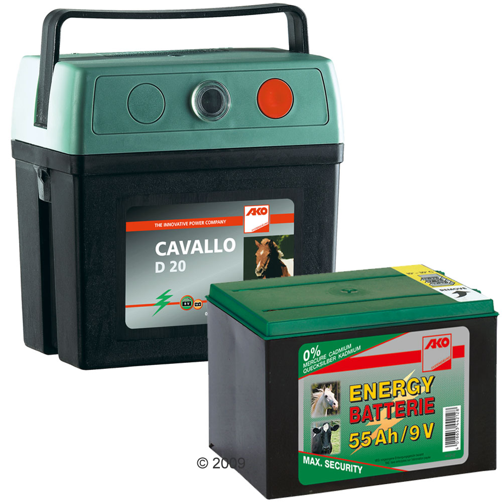 Cavallo D 20 Weidezaungerät mit Batterie Set Weidezaungerät Trockenbatterie