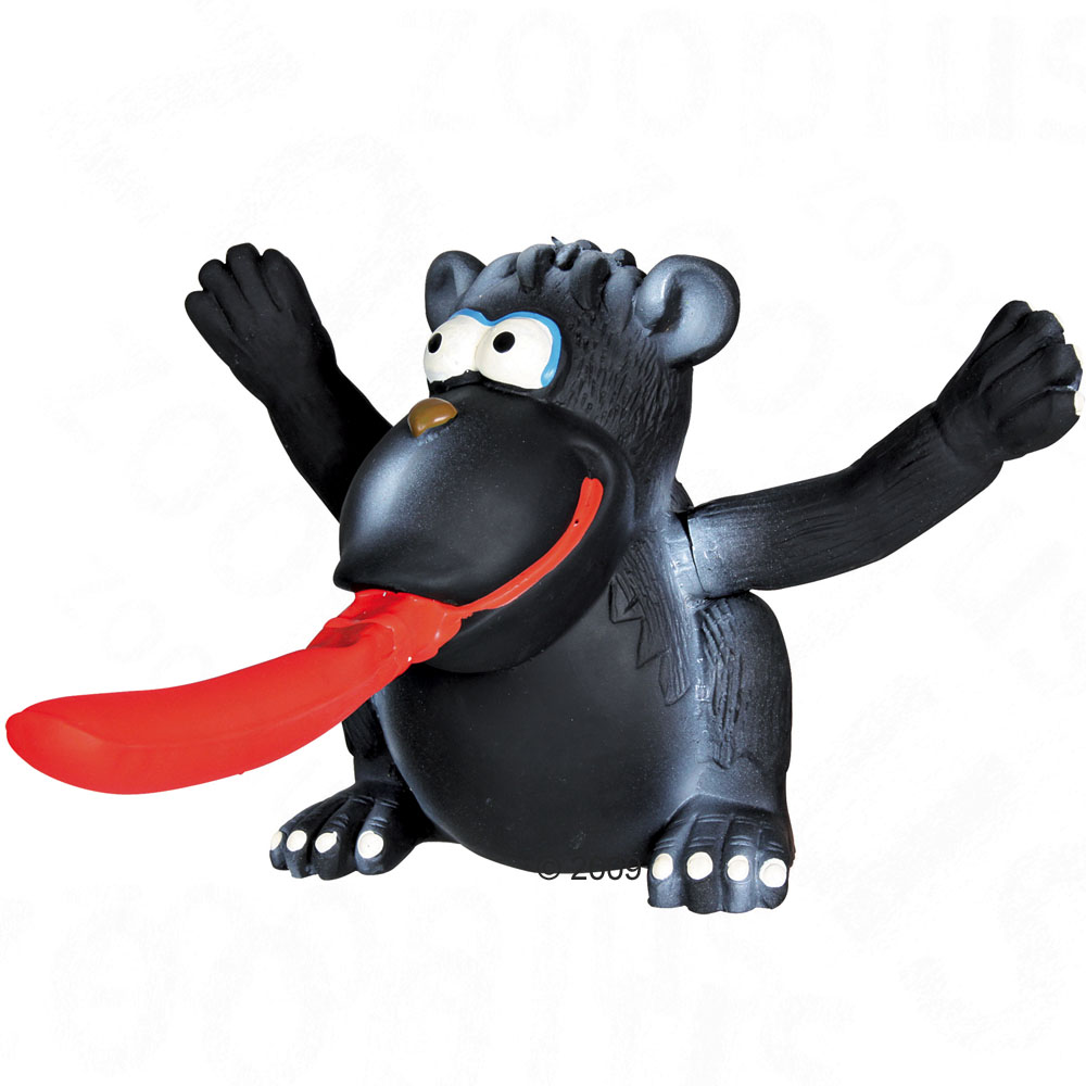 Dieser lustige ´squeeze me´ Affe besteht aus widerstandsfaehigem Latex und ist mit Polyestervlies gefuellt. Damit ist das putzige Tierchen am Koerper schwerer und standfester als andere Latexfiguren. Die freche Optik des Spielzeugs wird dadurch ergaenzt dass sich die Zunge und die Arme strecken...