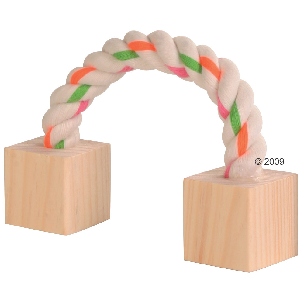 Baumwollspielseil mit Holzklötzchen ca 20 cm lang