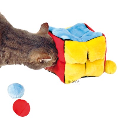 Plüschwürfel mit 4 Catnip-Bällen - 14 cm lang