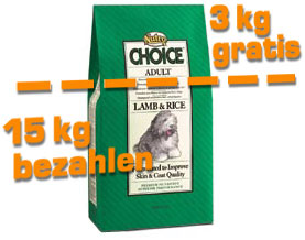 Nutro Choice Lamm & Reis 15 kg  3 kg gratis! - Bonusbag