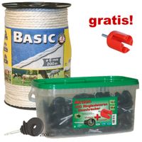 Weidezaunseil und Ringisolatoren + gratis Einschrauber - - Set: 