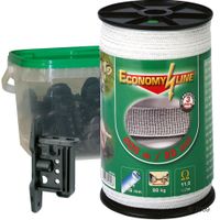 Weidezaunband und Bandisolator - - Set: 200m Weidezaunband + 75 