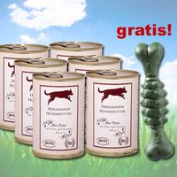 6 x 400 g Herrmanns Bio-Men� + Spike Bone gratis! - - Fisch mit Kamut, Obst & Gem�se 170427.12