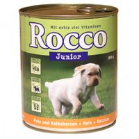 Rocco Junior 6 x 800 g - - Hühnerherzen + Reis + Kalzium thumbnail
