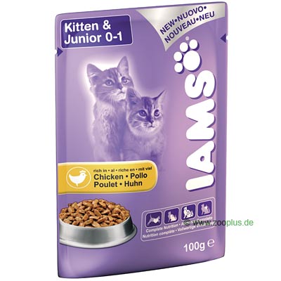 Iams Kitten & Junior 6 x 100 g - Kitten & Junior Huhn in Soße