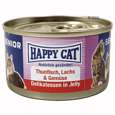 Happy Cat Senior 6 x 80 g - Thunfisch, Lachs & Gemüse