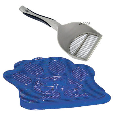 Katzenhygiene Zubeh�r-Set - mit silberner Toilettenvorlage