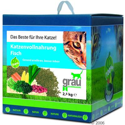 Grau Katzenvollnahrung mit Fisch - 1 kg