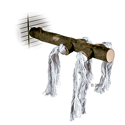 Natursitzstange mit Spieltauen - L�nge: 25 cm