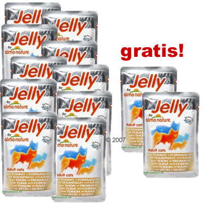 Jelly Pouch by Almo Nature 70 g, 10  2 gratis - Huhn & Eier
