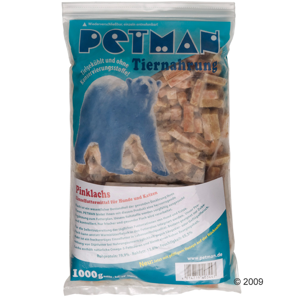 Petman Frostfutter Pinklachs Frischfisch - 20kg, 20 Beutel je 1000g, lose rollend