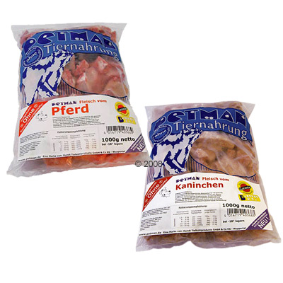 Petman Frostfutter Pferdefleisch + Kaninchenfleisch - 6 kg, 6  Beutel je  1.000 g, lose rollend
