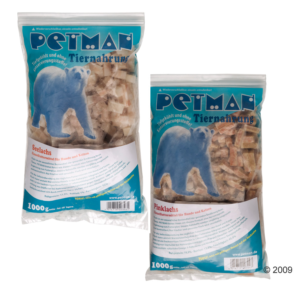 Petman Frostfutter Pinklachs + Seelachs (Alaska-Pollack) - 20 kg, 20 Beutel je 1000g, lose rollend