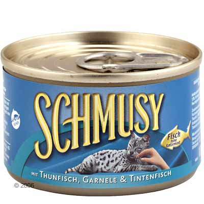 Schmusy Fisch 6 x 100 g - Thunfisch, Garnele & Tintenfisch
