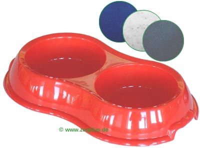 Doppelnapf aus Kunststoff 2 x 0,325 l - rot