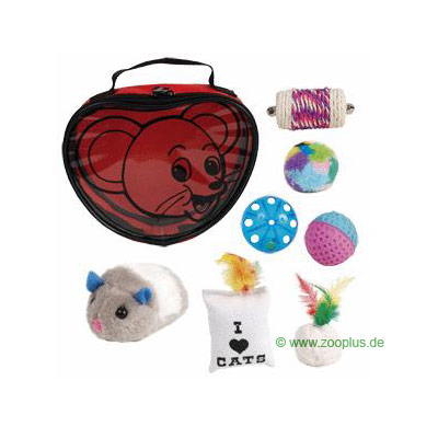 Katzenspielzeug-Set mit Nylontasche - 7-teilig
