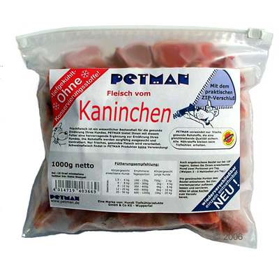 Petman Frostfutter Kaninchenfleisch - 20 kg, 20 Beutel je 1.00