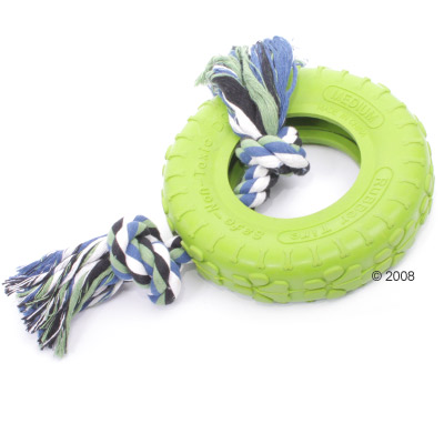 Hundespielzeug Rubber Tire mit Spieltau - Ø ca. 19 cm