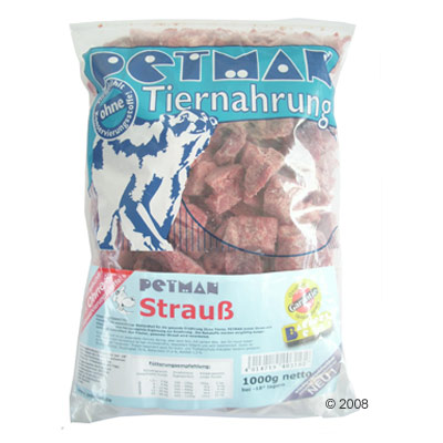 Petman Frostfutter Strau�enfleisch - 20 kg, 20 Beutel je 1.000 g, lose rollend
