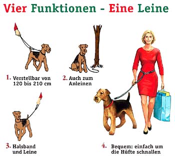 Multi-Funktions-Leine, schwarz - 2,5 cm x 210 cm