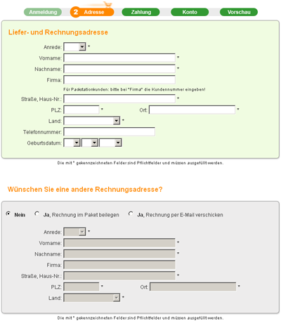 REGISTRIERUNG IM SHOP